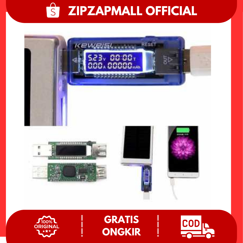 USB Detektor Pengukur Tegangan Voltase dan Baterai Tester / USB Detektor Pengukur Tegangan Alat Ukur
