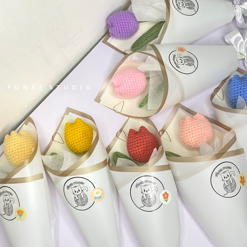 Tulip Rajut Crochet Tulip Crochet Flower Bouquet