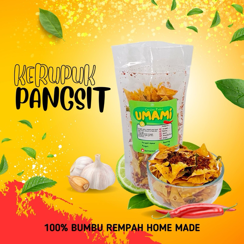 

KERIPIK PANGSIT PEDAS BUMBU REMPAH DAUN JERUK Umami. kemasan 120gram