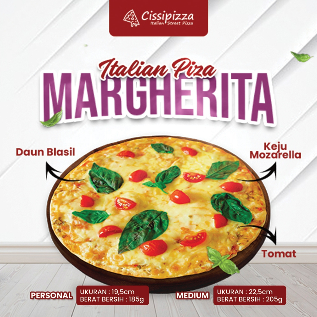 

Personal Pizza Frozen Cissipizza - Margherita - Diameter 19,5 cm (Makanan Siap Saji)