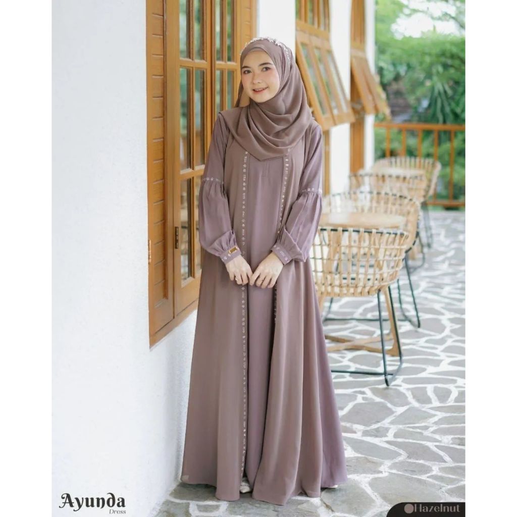 New Ayunda Dress Bahan Ceruty Babydoll Mix Shakila Aplikasi Swarovski Terbaru Busui Fashion Muslimah