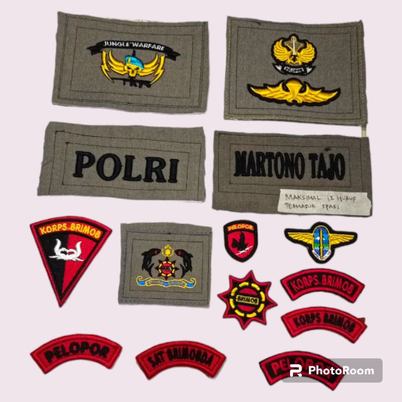 BET LAMBANG BRIMOB PDL BORDIR TIMBUL FULL SET