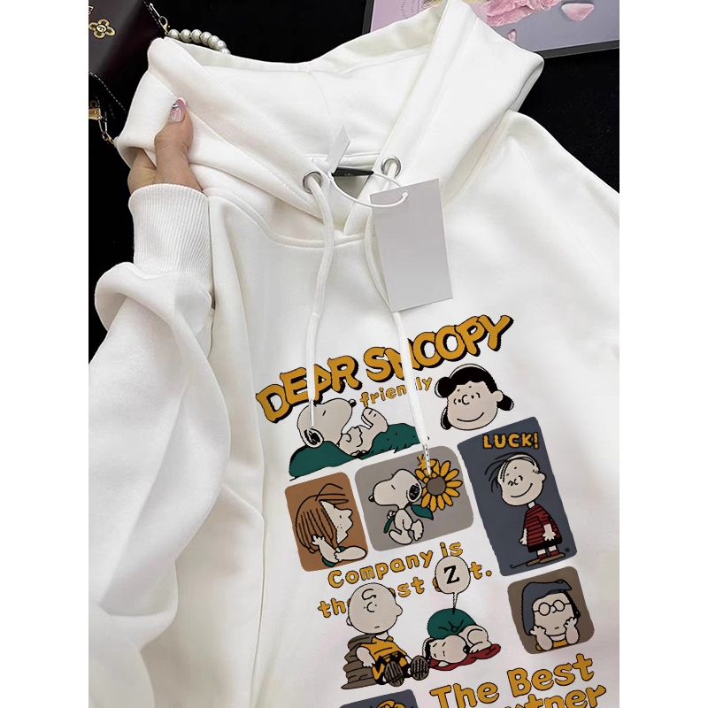 Forteid Oversize Hoodie Wanita  Korean Style Oversize Hoodie Sweater   (Snoopy) Baju Wanita Kekinian