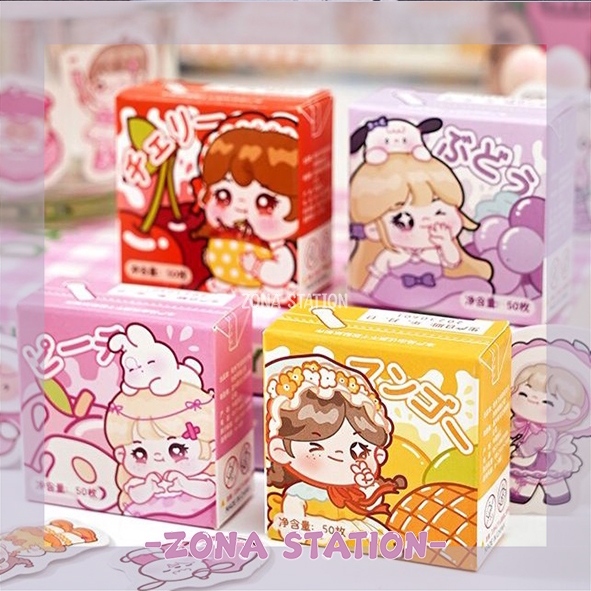 

[ZS] 50 PCS / Sticker Mini Cute Girl Box Kawai