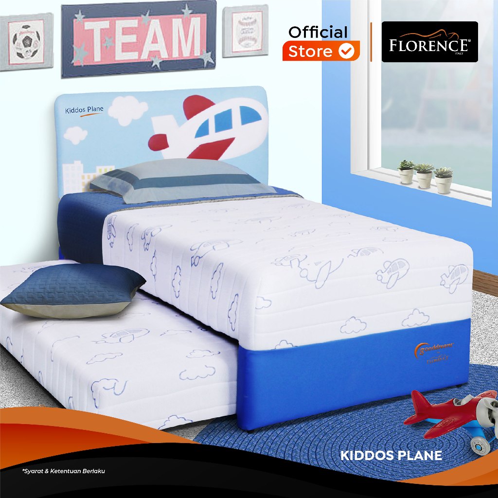FLORENCE Kiddos Plane [Medium] - Kasur Spring Bed Anak [Full Set]