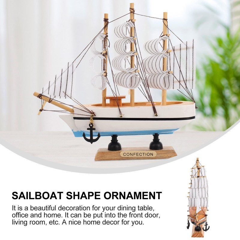 Model Perahu Layar Kayu Kerajinan Ruang Tamu Kantor Kerajinan Mediterania Angin Mediterania Ornamen Kreatif Dekoratif Office Living Room Crafts Mediterranean Wind Decorative Creative Ornaments