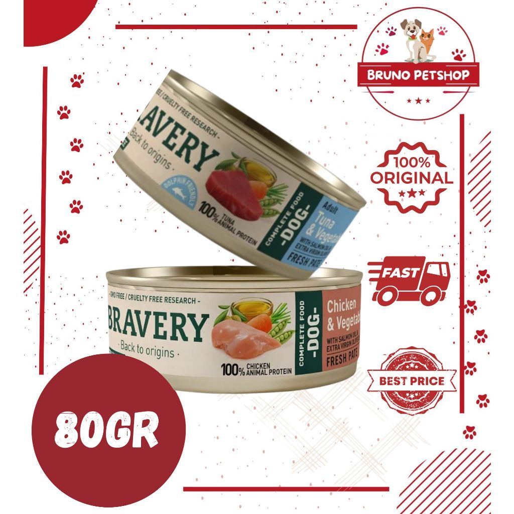 BRAVERY Wet Food for Dogs 80gr / Makanan Basah Anjing / Wet Food