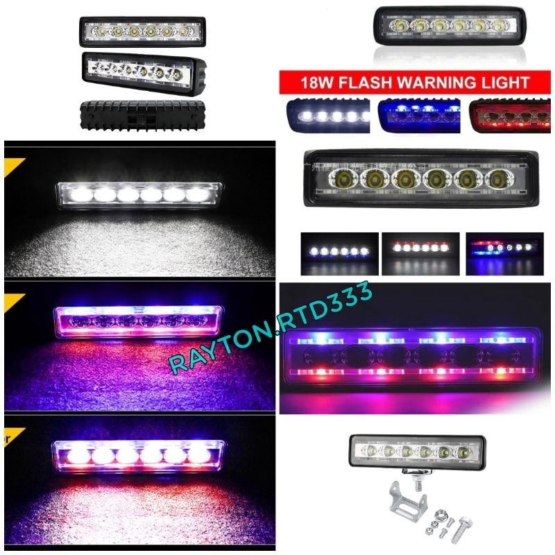 Lampu Tembak LED 6 Mata Mode Flash Senja Merah Biru CR7 Waterproof Alumunium Housing
