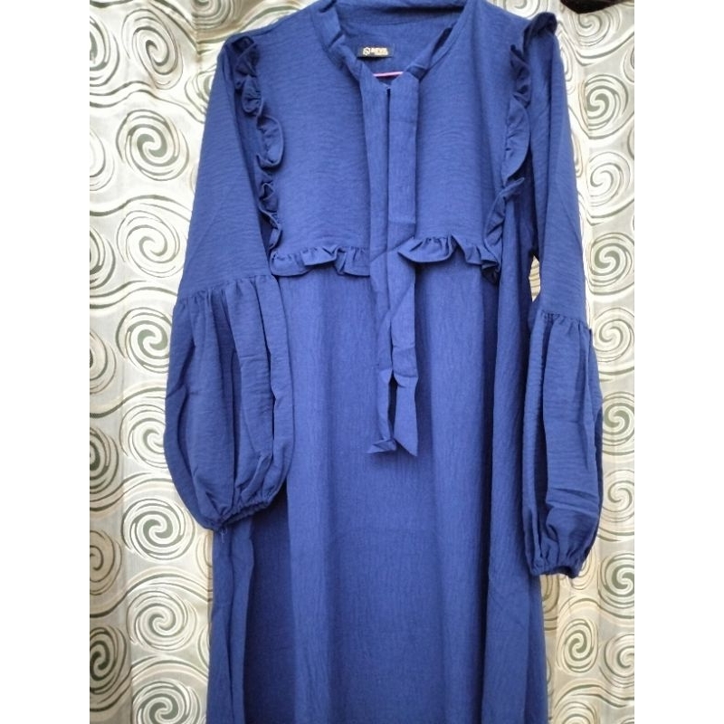 Gamis Navy lengan model Balon