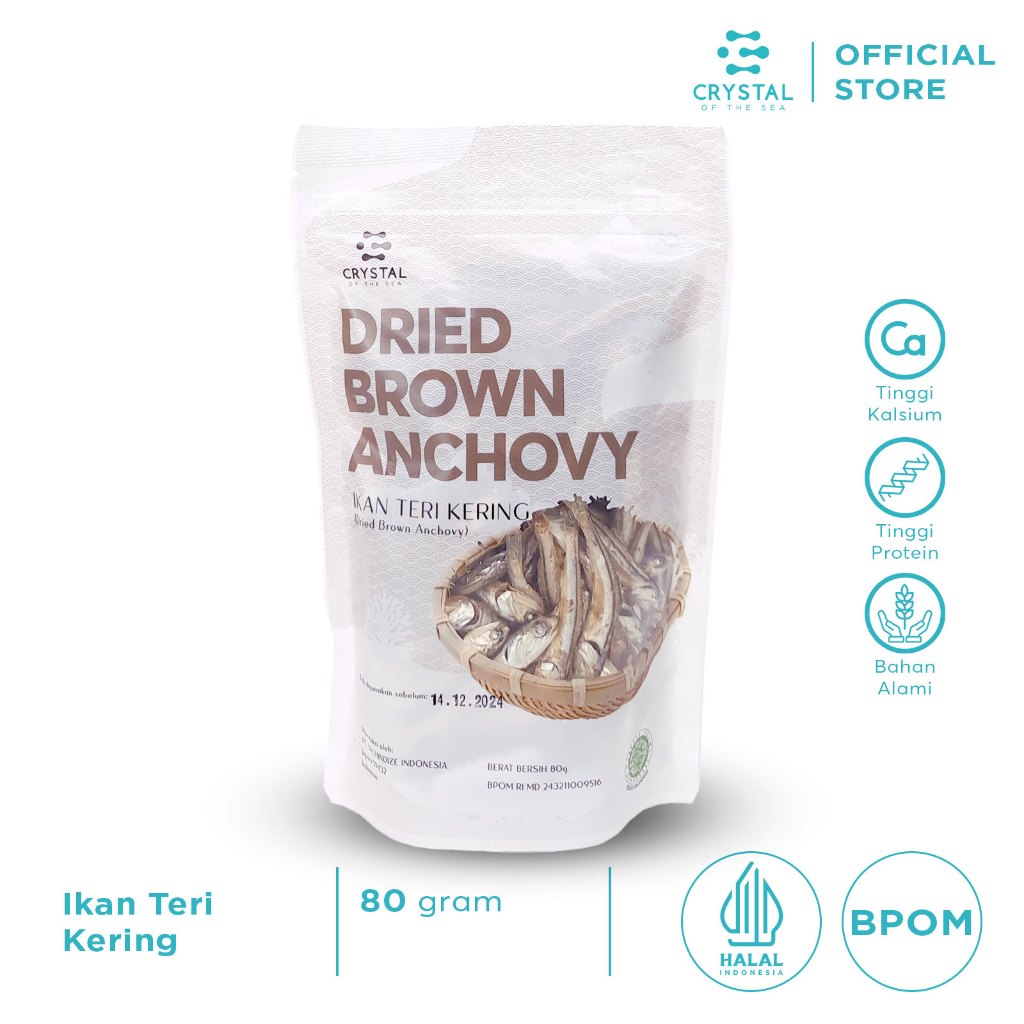 

CRYSTAL OF THE SEA Dried Brown Anchovy Ikan Teri Jengki Halal BPOM 80GR Kering Murni Food Lauk MPASI NON Pengawet 011