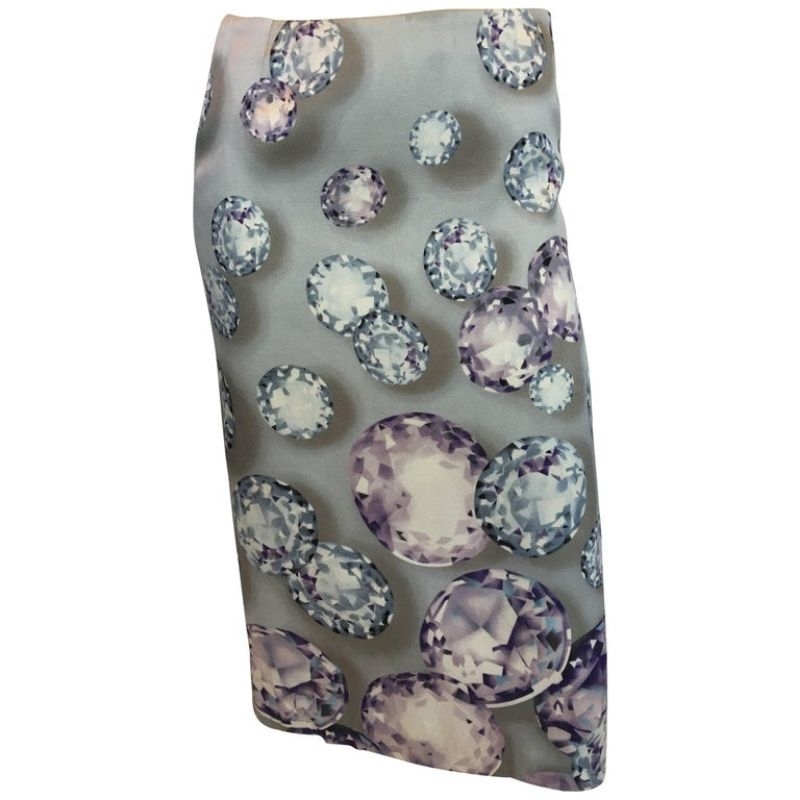 gianni versace diamond printed silk pencil skirt