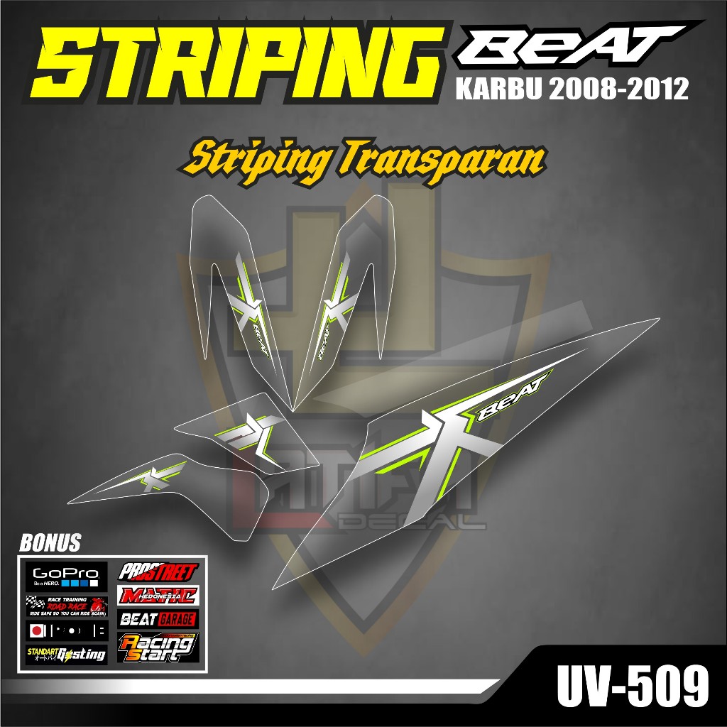 COD Striping Transparan Variasi Honda Beat Karbu 2008,2009,2010,2011,2012 Motif Simple Proper Modifi