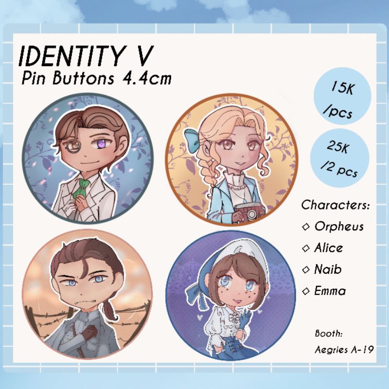Identity V Pin Buttons by Nukeyart/Ky_Chocoru