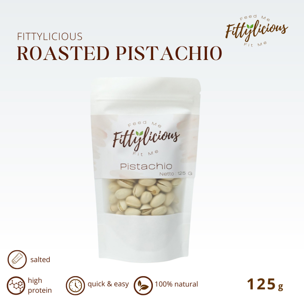 

Fittylicious Pistachio 125 gr / Kacang Pistachio fustuk arab 125gr / Roasted Nuts 125 gr