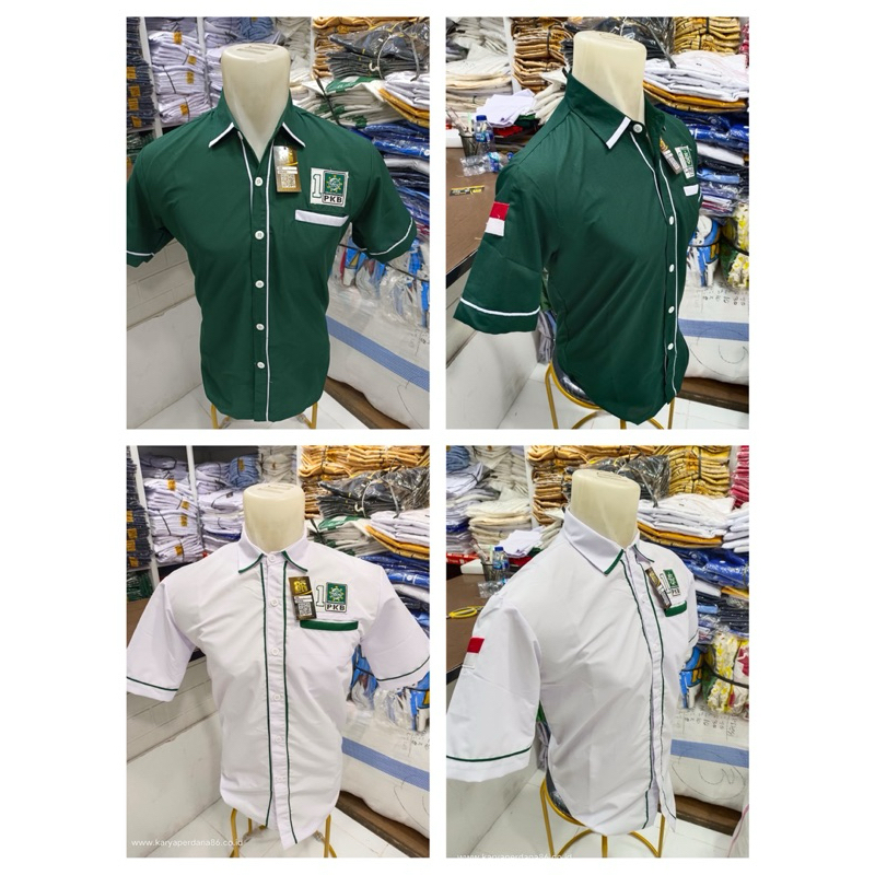 Kemeja pkb pendek, kemeja partai pkb, kemeja pkb hijau putih, kemeja pkb terbaru