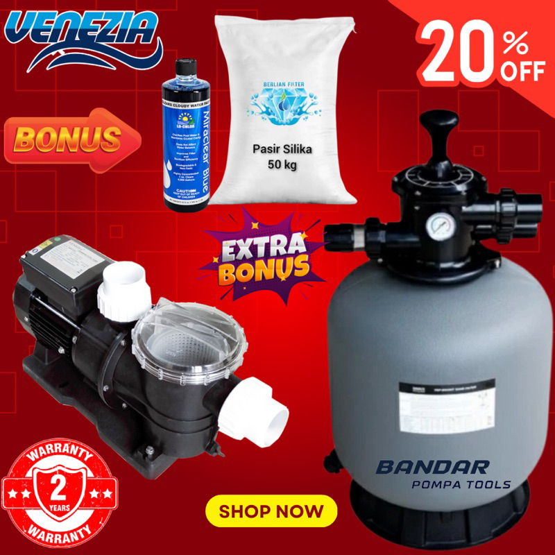 Pompa Air Kolam Renang 1 hp Paket pompa Kolam Renang + sand Emaux P350