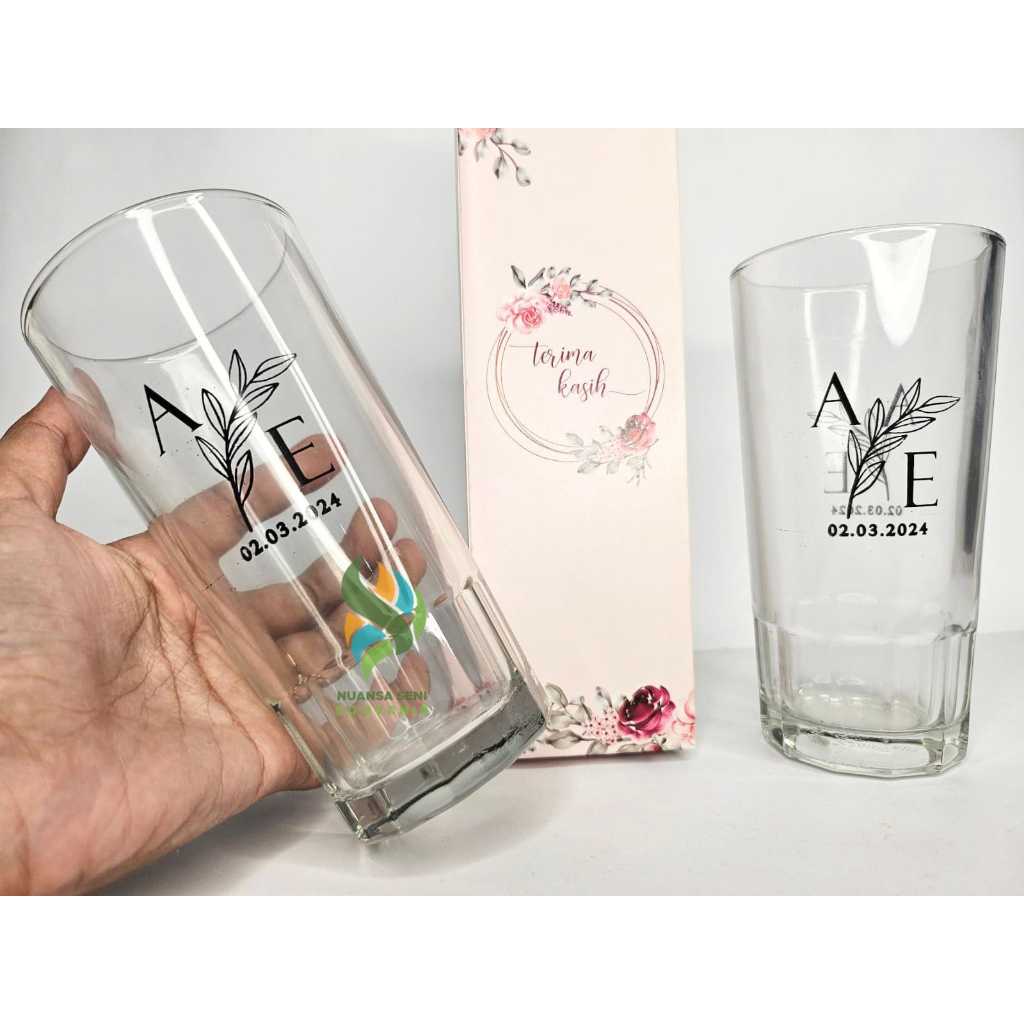 Souvenir Pernikahan Gelas Jus Toledo Tumbler Minum Mug Kaca Highball Gelas Tinggi Kaca Sablon