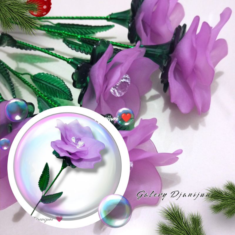 Bunga Akrilik Mawar Besar doff