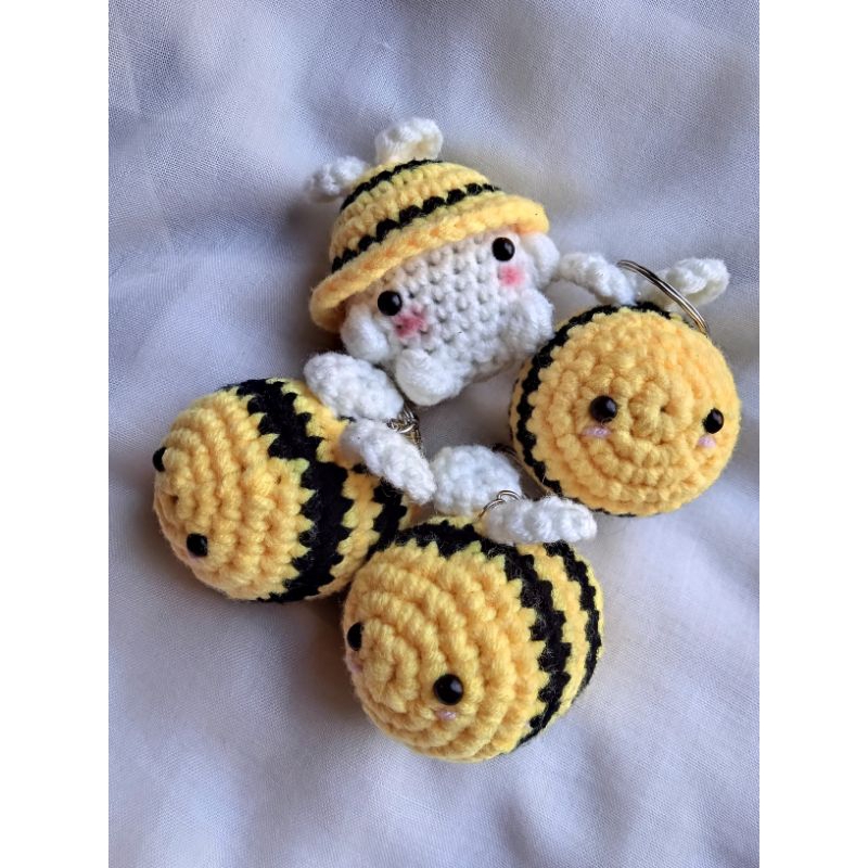 GANTUNGANCI KUNCI LEBAH RAJUT/BONEKA RAJUT LEBAH/RAJUT BEE