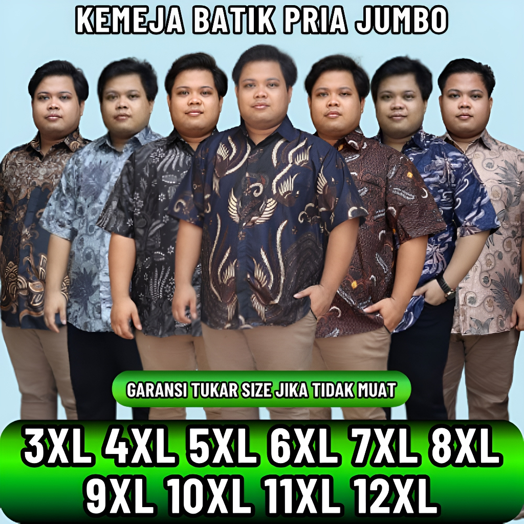 kemeja batik pria jumbo lengan pendek big size