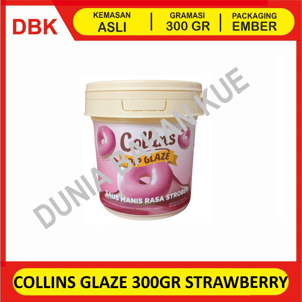 

COLLINS DIP GLAZE 300 GR - STRAWBERRY / TOPPING DONAT PISANG NUGGET