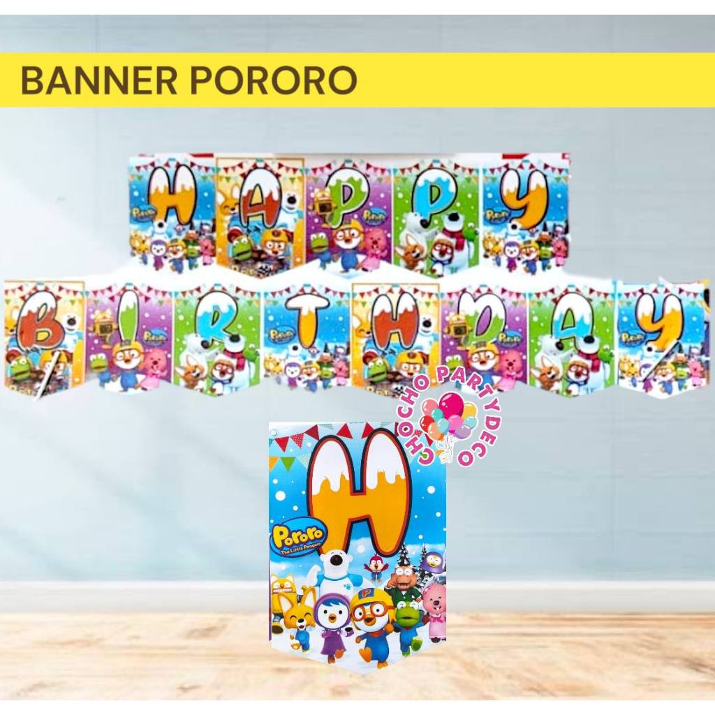 Bunting Flag PORORO / Banner Ulang Tahun Pororo Penguin