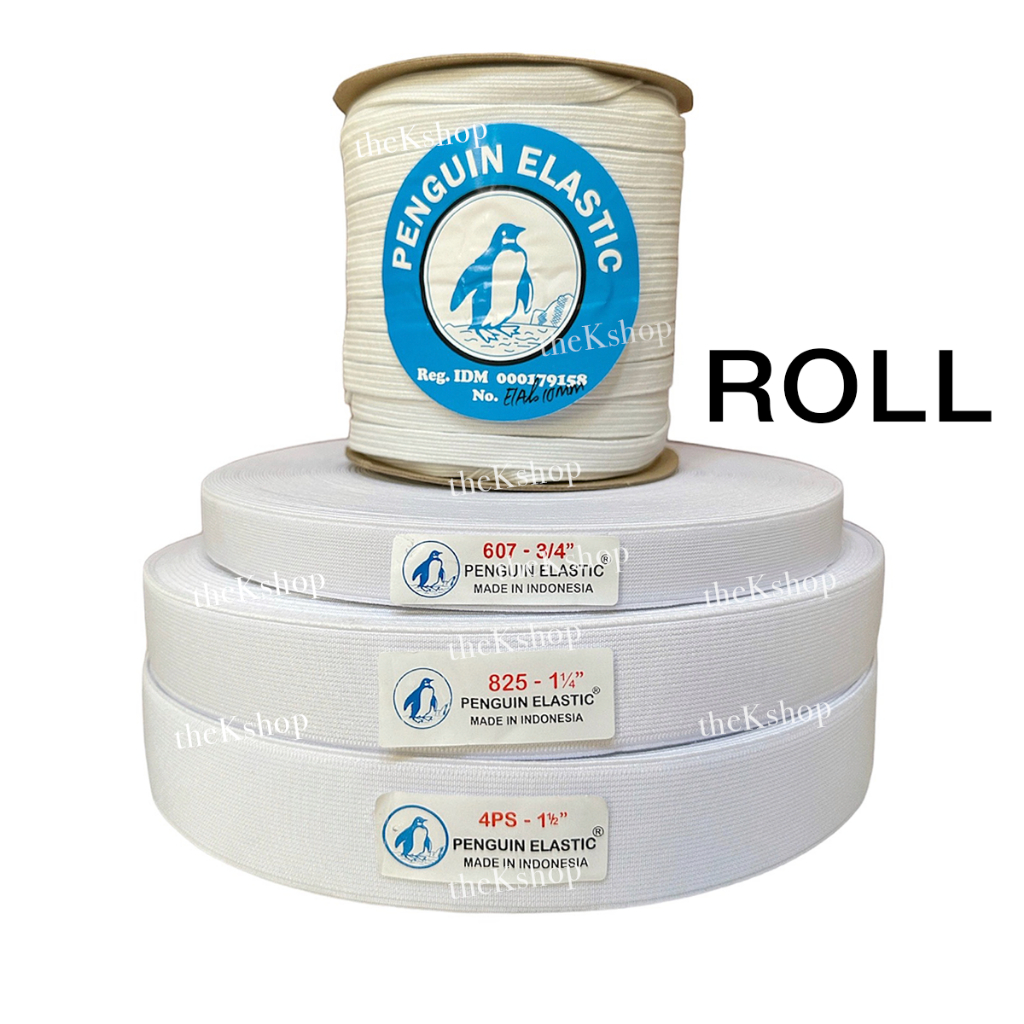 (Per ROLL) Karet Elastis Penguin Kualitas Bagus Tebal 1 roll / Karet Celana Rok Kolor Karet Jahit 4m