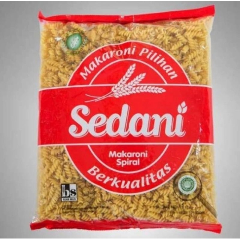 

SEDANI Pasta Makaroni 1Kg Bentuk SPIRAL/PIPA Maccharoni Kuning Berkualitas