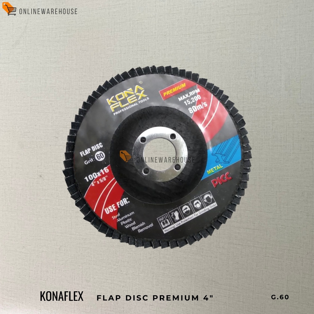 Konaflex Flap Disc Premium 4" 100x16mm Grit 60-120