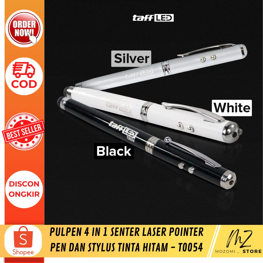 

Pulpen 4 in 1 Senter Laser Pointer Pen dan Stylus Tinta Hitam / pulpen unik / peralatan tulis