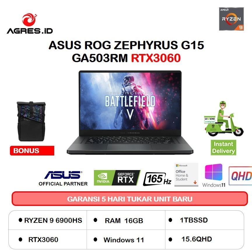 ASUS ROG ZEPHYRUS G15 GA503RM RYZEN 9 6900HS 16GB 1TBSSD RTX3060
