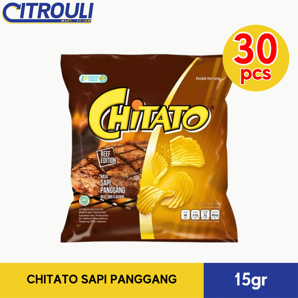 

CHITATO SAPI PANGGANG 15gr (ISI 30pcs / 3 RENTENG )