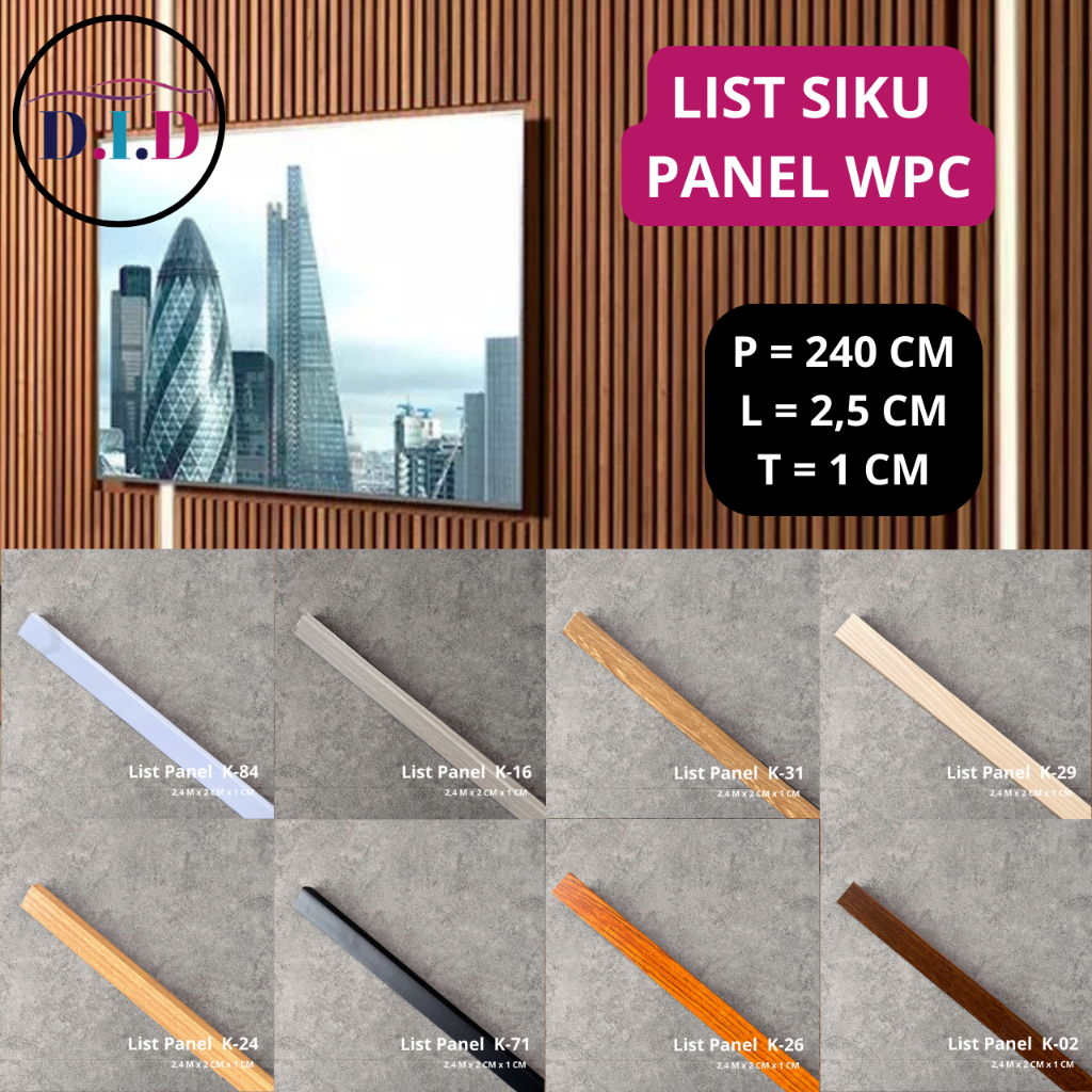 DID - List Sudut Siku L WPC/ List Penutup WPC Per Batang List Wall Panel List WPC