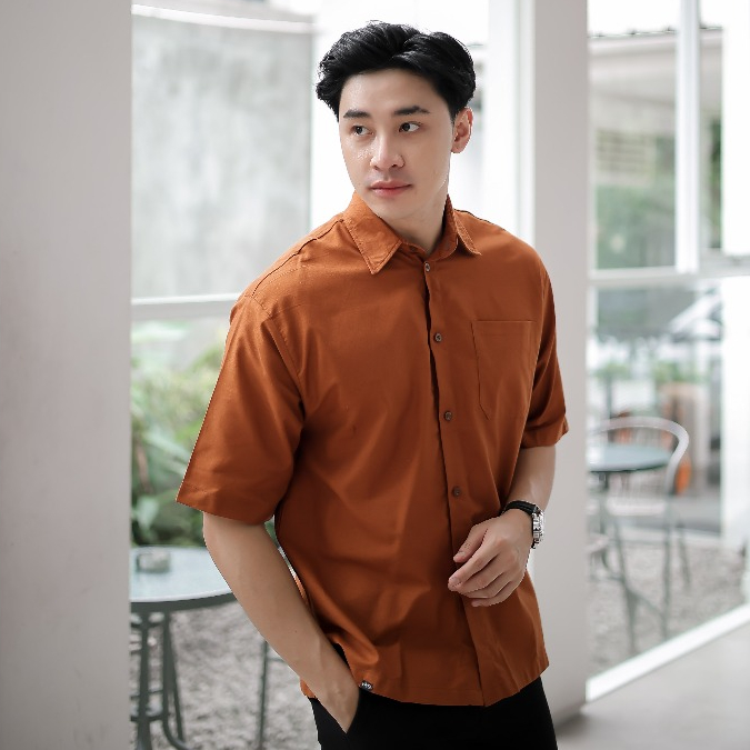 Aveexy Oversize Shirt Korean Style | Kemeja Pendek Oversized Pria