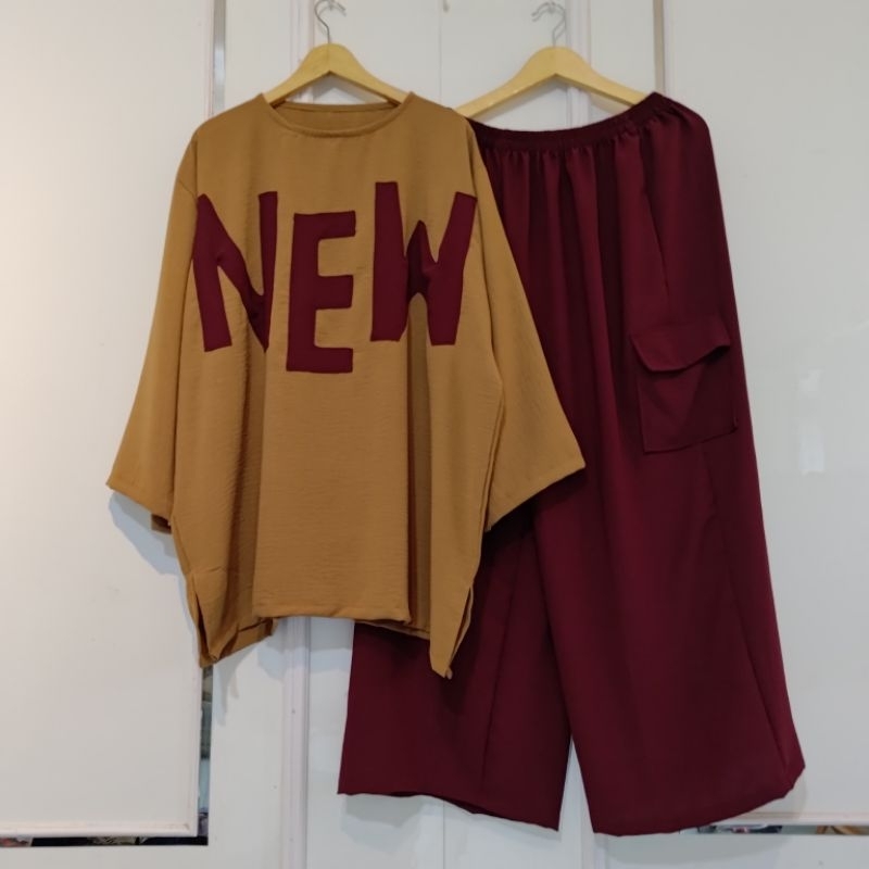 NEW ONE SET CARGO JUMBO Setelan Celana Cargo Kekinian Wanita Jumbo LD 150 cm Jumbo Crinkle Airflow