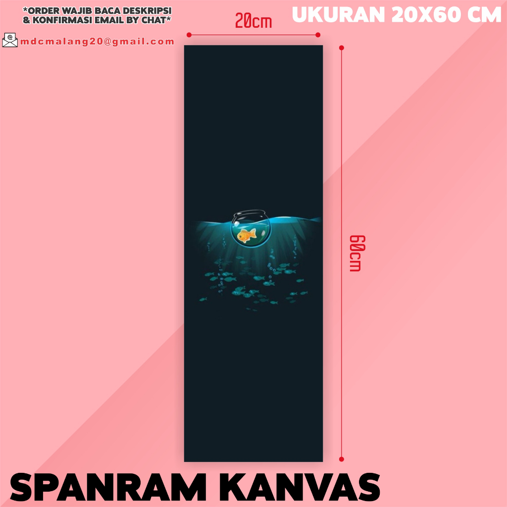 CETAK FOTO CANVAS + SPANRAM CUSTOM FULL UKURAN 20X60 CM