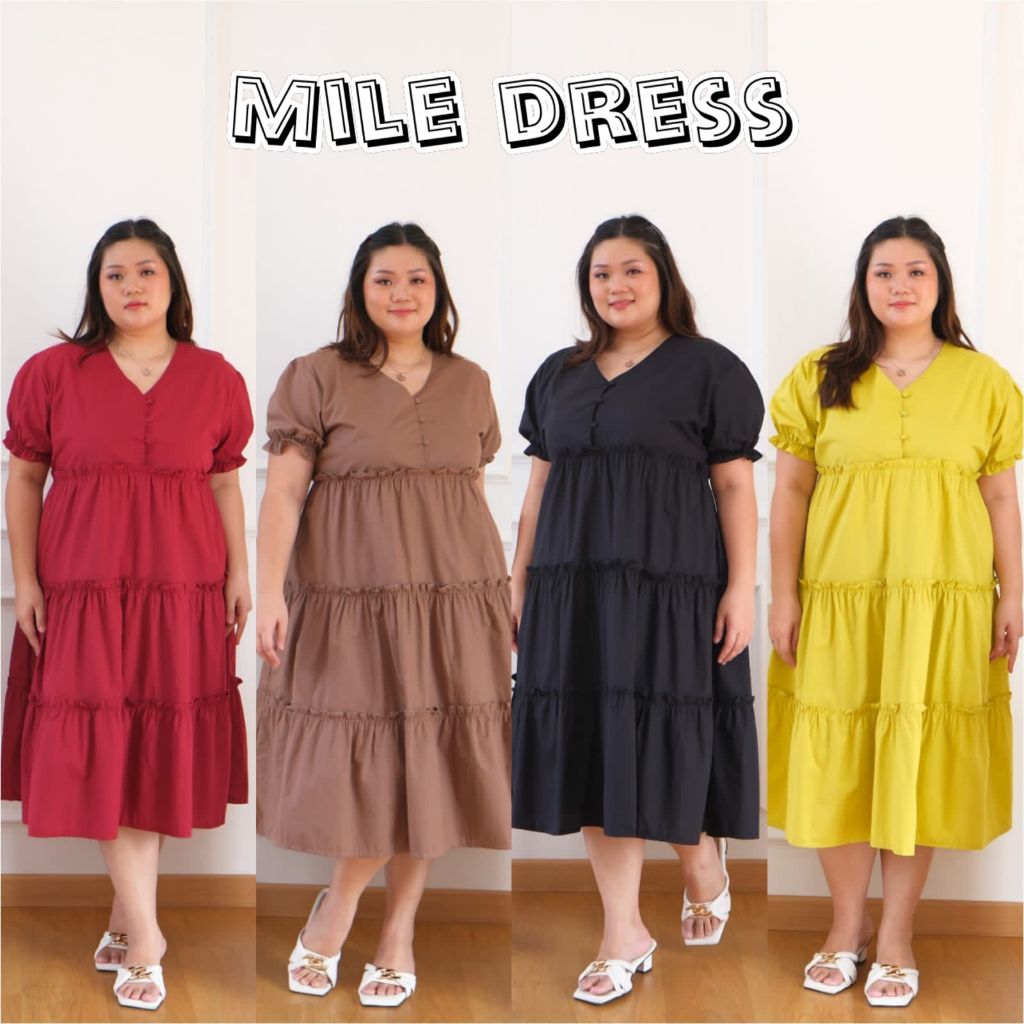 MILE DRESS WANITA BIGSIZE MATERIAL KATUN POPLIN FIT TO XXL MIDIDRESS JUMBO BIG SIZE