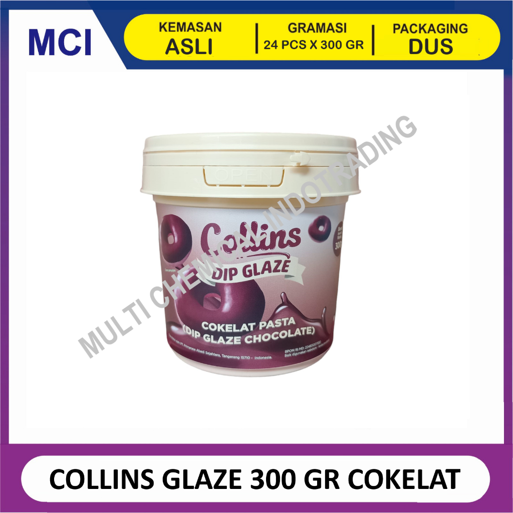 

(1 DUS 24 PCS) COLLINS DIP GLAZE 300 GR - CHOCOLATE COKELAT / TOPPING DONAT