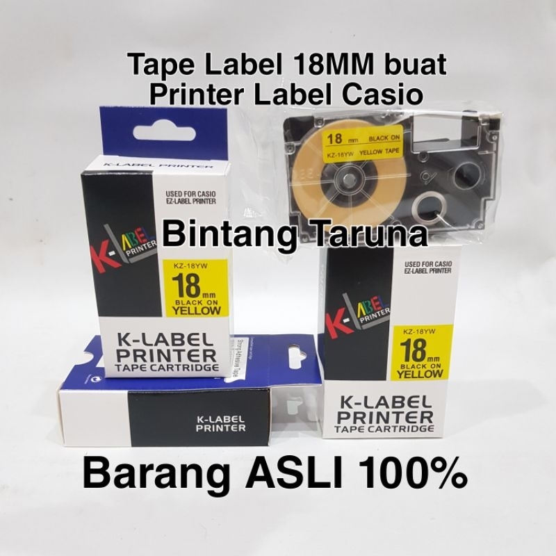

Tape label 18mm KZ-18YW for EZ-Label Printer Casio Tape Label 18mm K-Label KZ-18YW