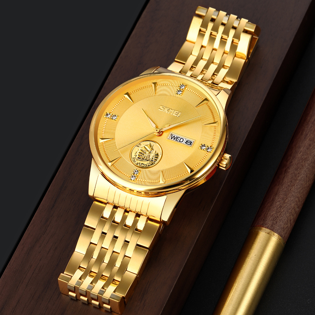 SKMEI 9309 Original Jam Tangan Pria Analog Rantai Stainless Steel Tahan Air