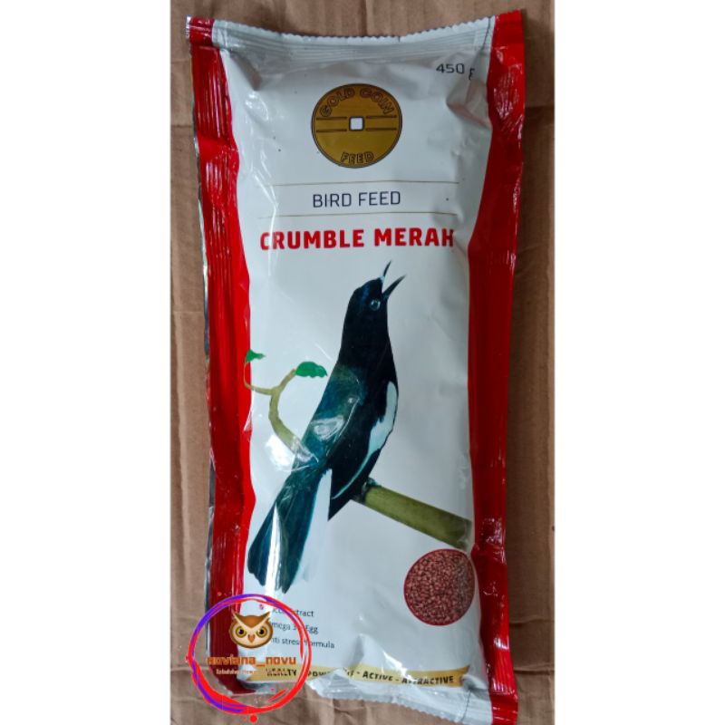 GOLD COIN MERAH 450gr COKELAT COKLAT BIRD CRUMBLE MAKANAN PAKAN BURUNG JALAK BALI KACER CUCAK HIJAU 