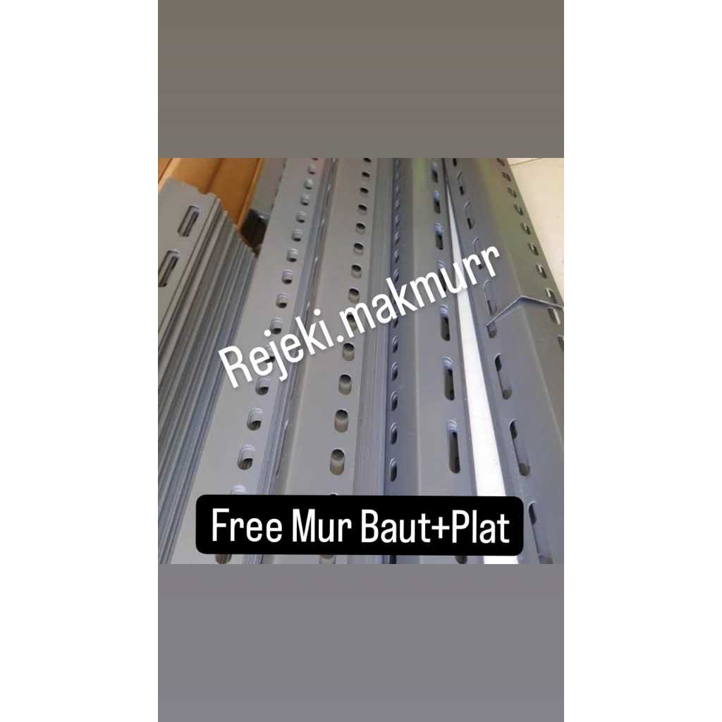 Besi Siku / Rak Siku / Siku Lubang besi / siku rak barang /Siku Lubang Abu Lengkap Mur Baut dan Plat