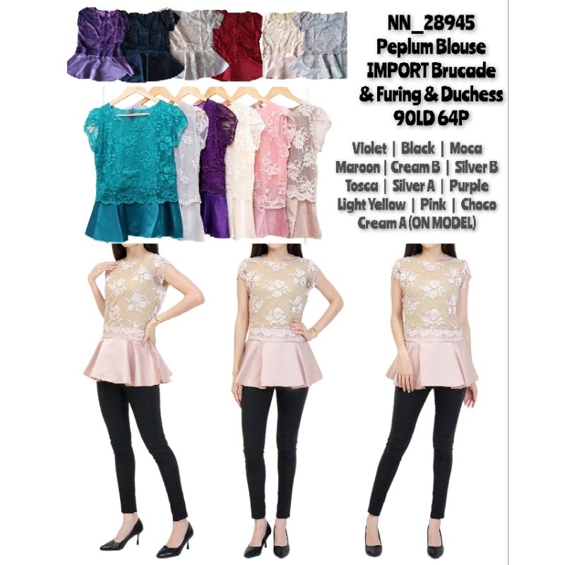 Atasan blus wanita brukat & duchess import lebaran , natal , imlek 28945