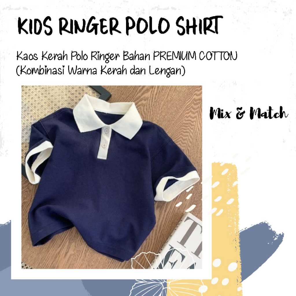 Kaos Kerah Polo ANAK model RINGER POLO KIDS Kombinasi warna MIX and MATCH