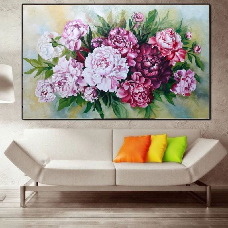 lukisan bunga mawar cantik plus bingkai lukisan dinding ruang tamu