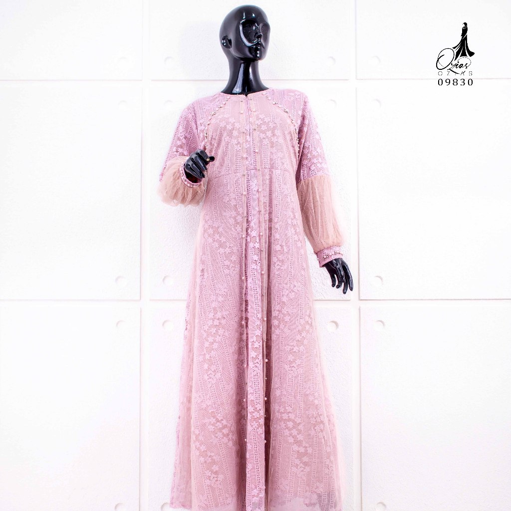 Ozias - Gamis Brokat Garden Lace 09830 Ld 105-Pink
