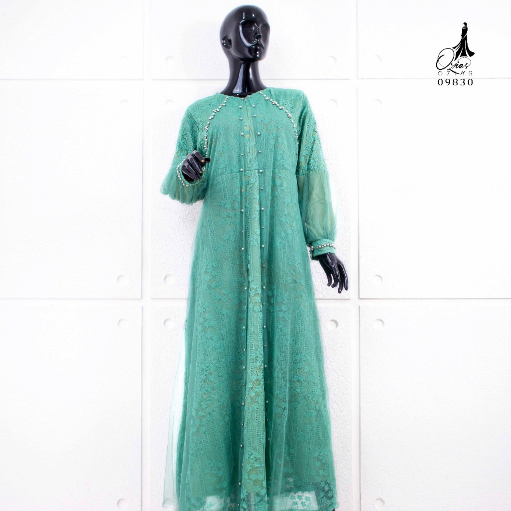 Ozias - Gamis Brokat Garden Lace 09830 Ld 105-Sage