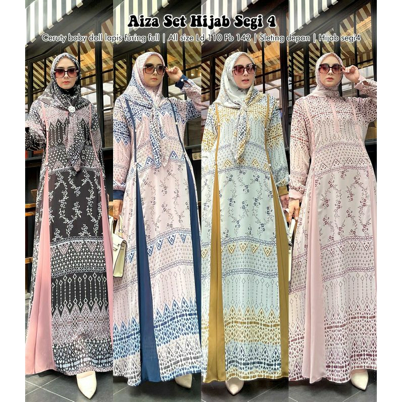 Aiza Set Hijab Segi 4 /fashion muslim/pusat gamis