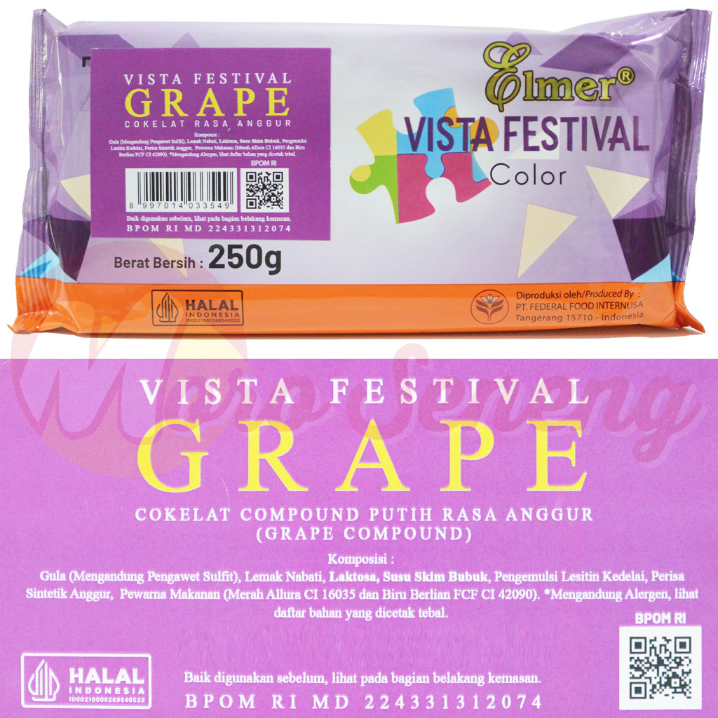 

Elmer Vista Grape 250 gram Coklat Ungu Anggur 250gr