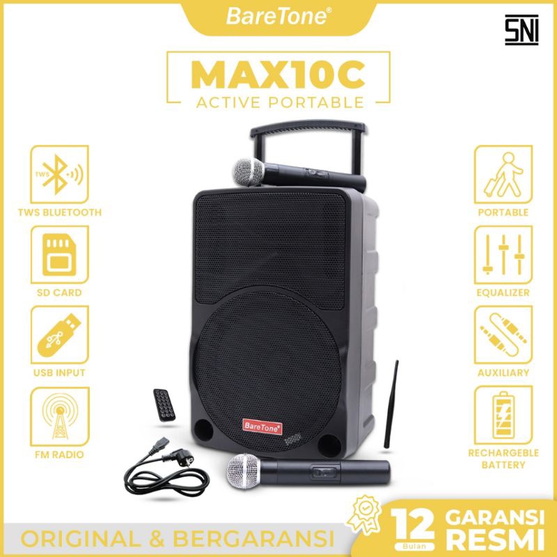 Speaker portable 10inch BARETONE MAX10C